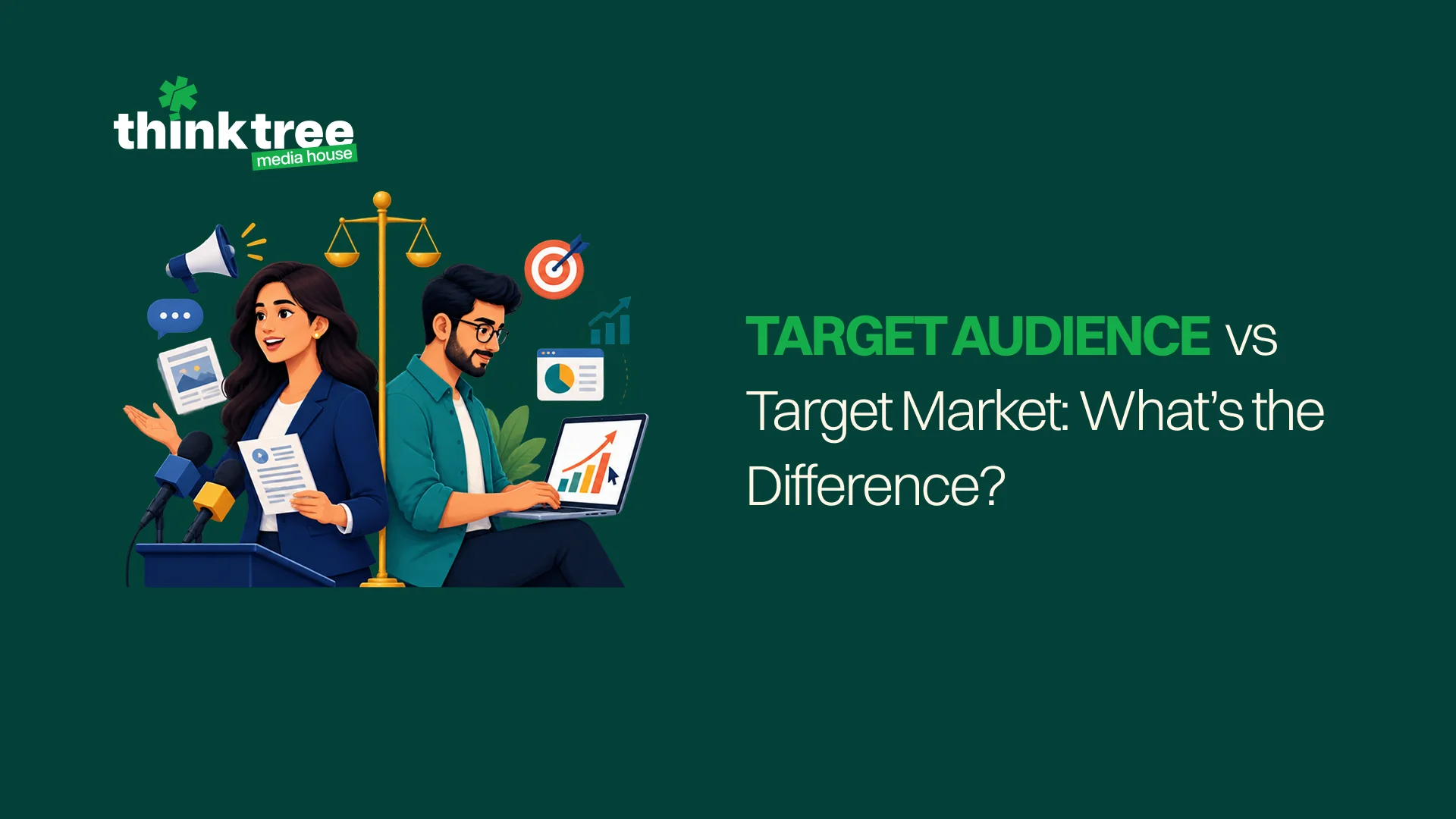 Marketing team comparing a target market with a specific target audience using customer research and segmentation insights.