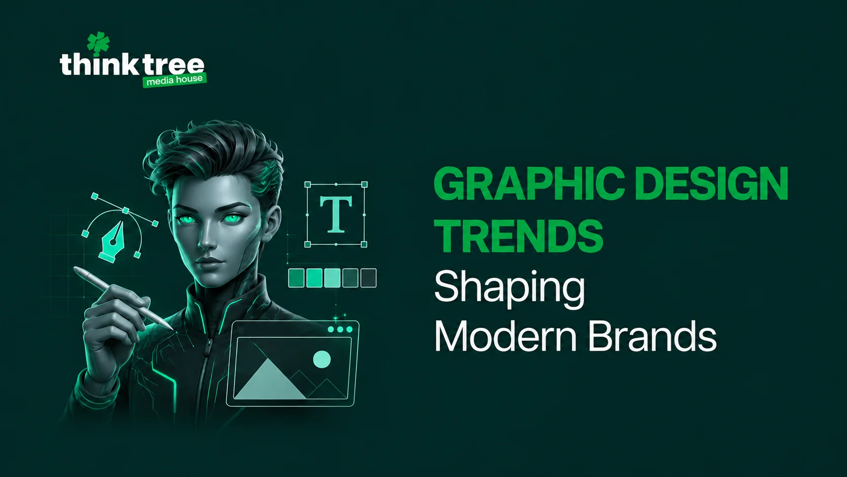 Video marketing trends transforming brand strategy. Visual graphic showing film clapperboard, video editing elements, and growth charts by Think Tree Media House.
