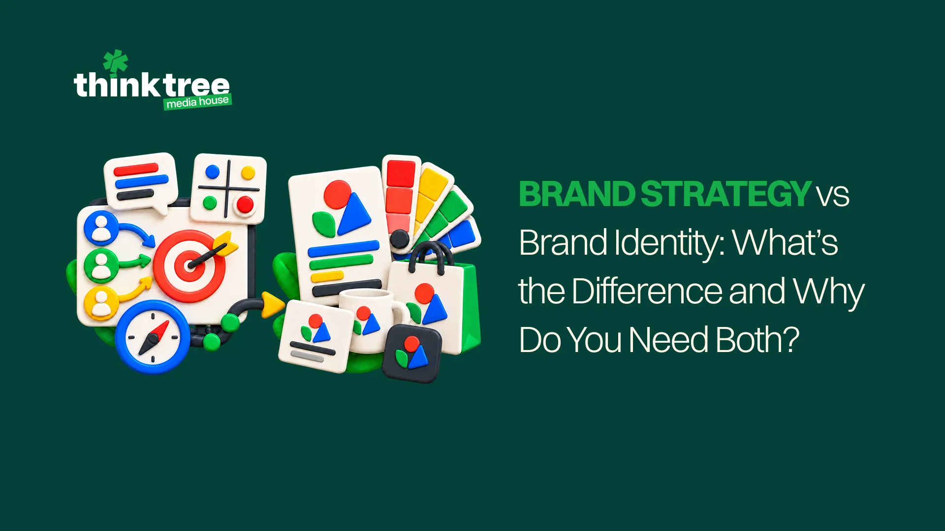 Brand strategy vs brand identity graphic explaining their role in business branding and marketing